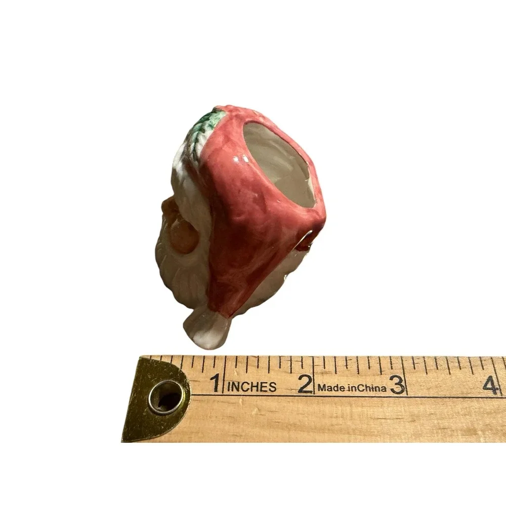 Vintage Ceramic Santa Head Napkin Rings Set of 6 Christmas Holiday Table